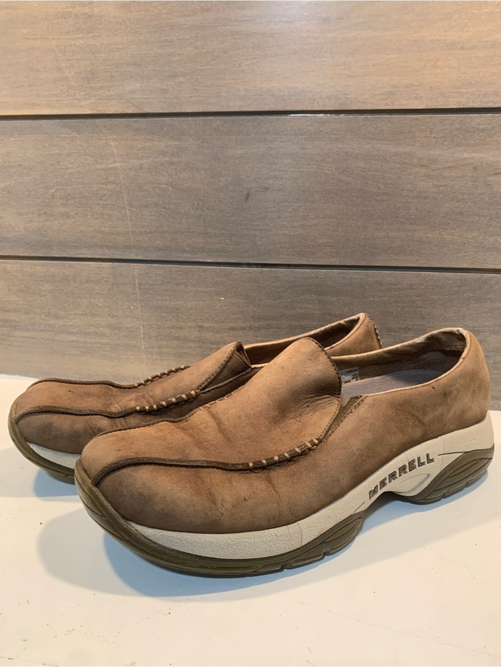 Merrell Womens Primo Sean Moc Slip-on Shoes Brown Suede Size 10 Casual Leather